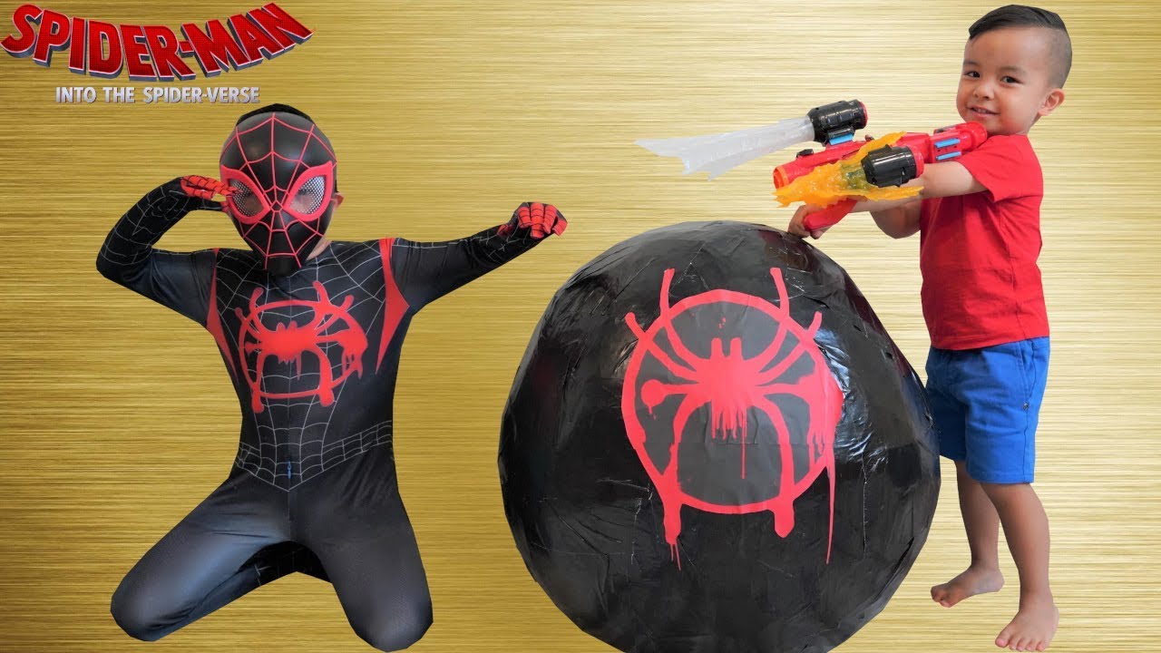 BIGGEST Spider Man Spider Verse Surprise Egg Toy Collection Opening Fun 