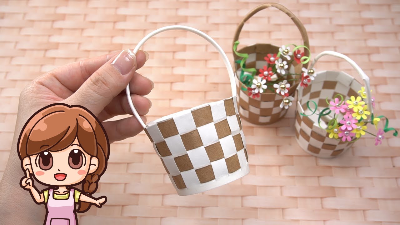 【ペーパークラフト】紙コップで簡単おしゃれなカゴ作り｜バスケットの作り方｜Cute basket tutorial - MAG.MOE