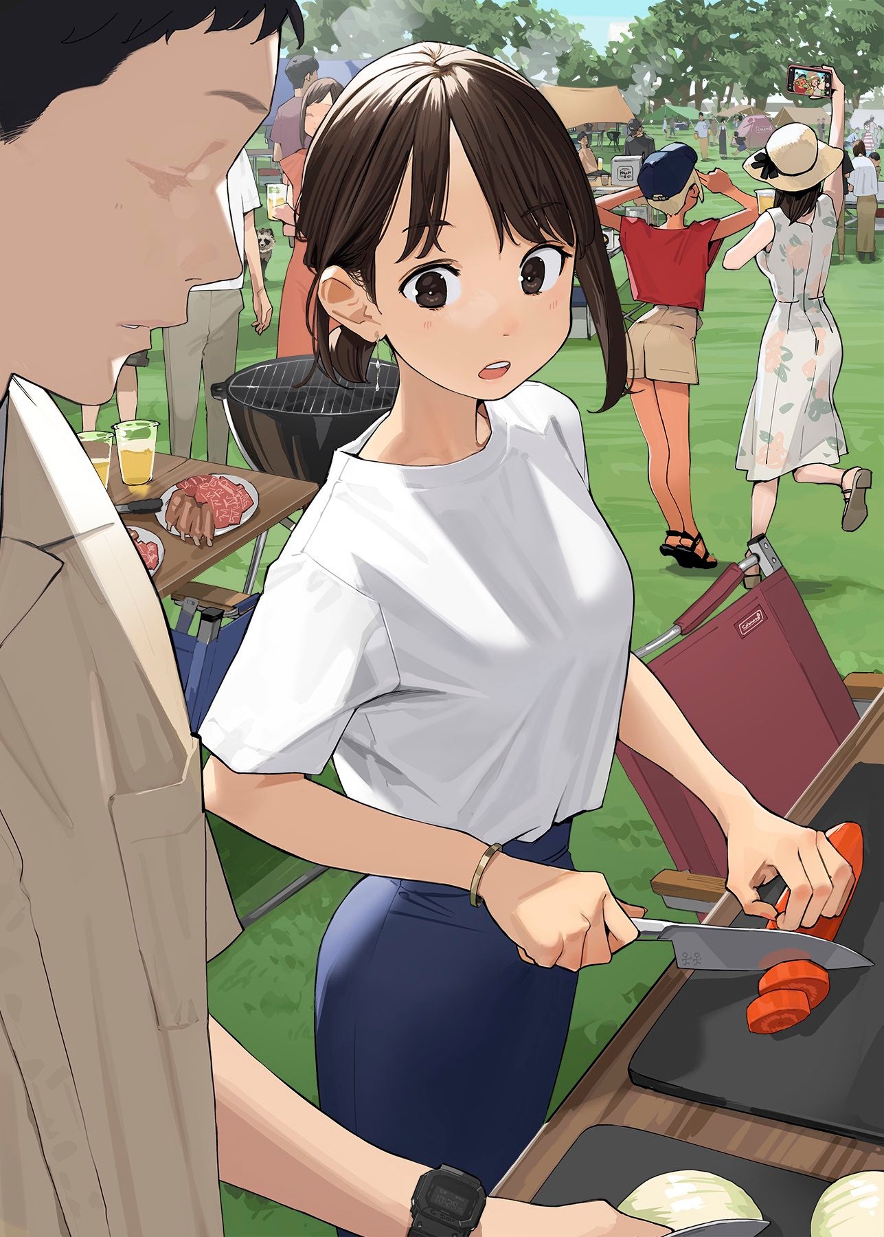 [Art] - Cooking with Douki-chan (Illustration by Yomu) - Ganbare, Douki